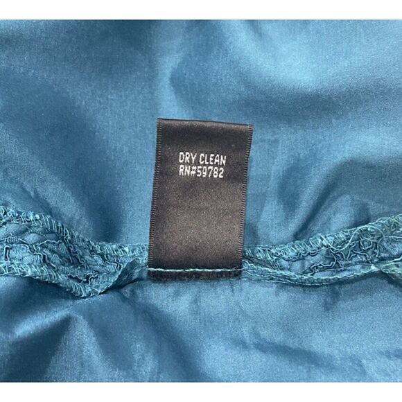 Adrianna Papell Sheath Dress Teal Blue Lace 3/4 Bell Sleeve Wedding Size 4 - Picture 7 of 10